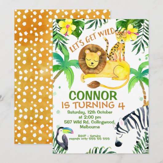 Lass Wild Birthday Einladung (Vorne/Hinten)