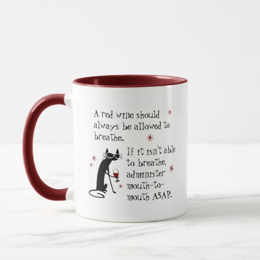 Lass Wine Breathe oder Mouth-to-Mouth Funny Tasse (Links)