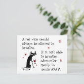 Lass Wine Breathe oder Mund-zu-Mund-Zitat Postkarte (Stehend Vorderseite)