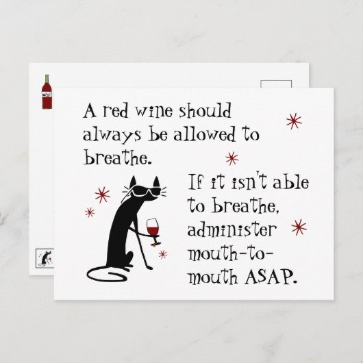 Lass Wine Breathe oder Mund-zu-Mund-Zitat Postkarte (Vorne/Hinten)