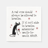 Lass Wine Breathe oder Mund-zu-Mund-Zitat Serviette (Vorderseite)