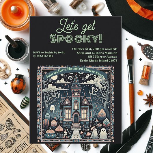 Lass wird Spooky Spuk House Ghost & Ghoul Party Einladung