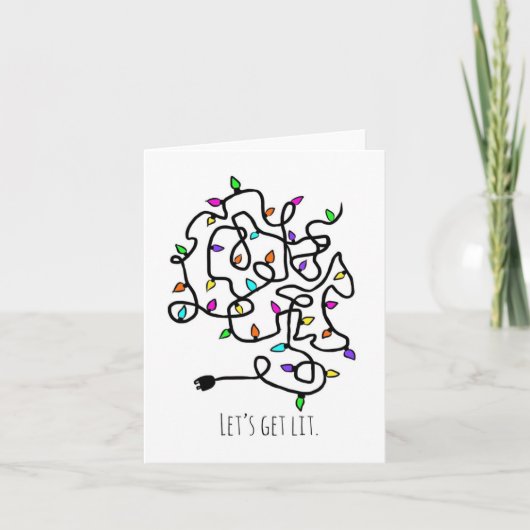 Lass wird Weihnachtskarte beleuchtet. Feiertagskarte (Vorderseite)