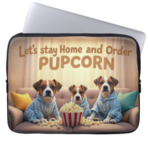 Lass-Zuhause und bestellen Pupcorn-Kartoonhunde Bl Laptopschutzhülle