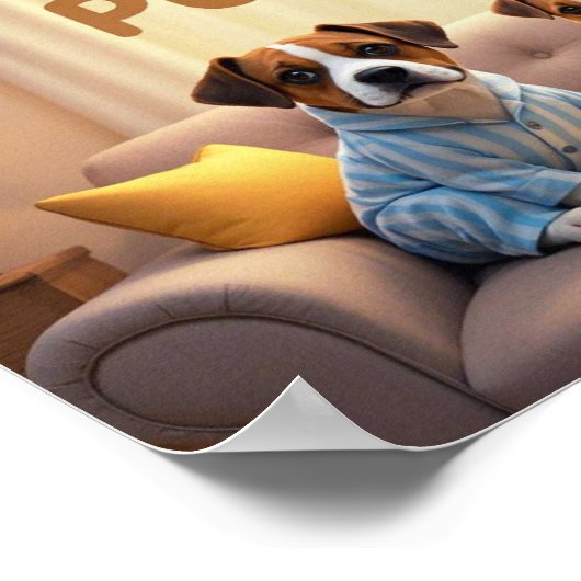 Lass-Zuhause und bestellen Pupcorn-Kartoonhunde Bl Poster (Ecke)