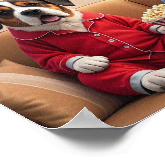 Lass-Zuhause und bestellen Pupcorn-Kartoonhunde Bl Poster (Ecke)