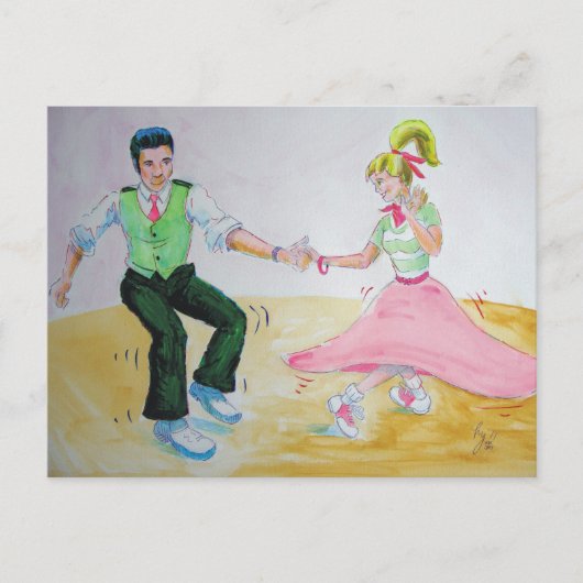 lasse alle die Drehung Swing Tänzer Postkarte (Vorderseite)