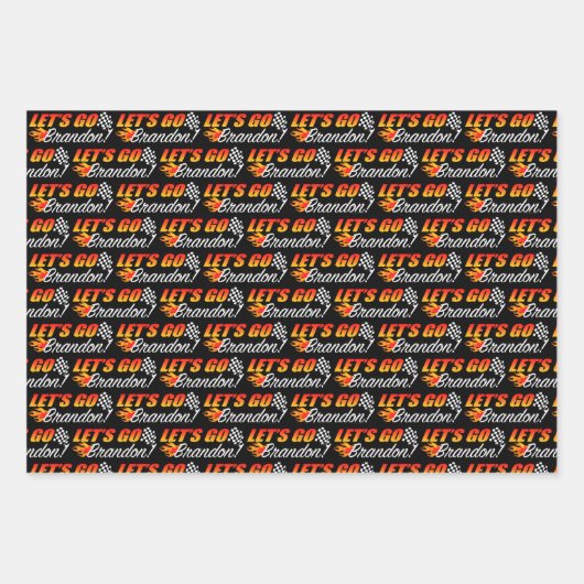 Lasse Brandon Checkered Flag Flammen Geschenkpapier Set (Vorderseite)