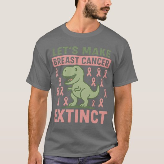 Lasse Brustkrebs aussterben Pink Dinosaurier Kinde T-Shirt (Vorderseite)