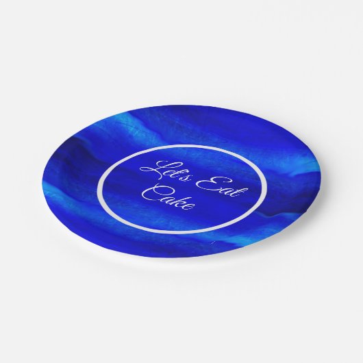 Lasse Cake Ocean Blue Beach Papier Teller essen (Schrägansicht)
