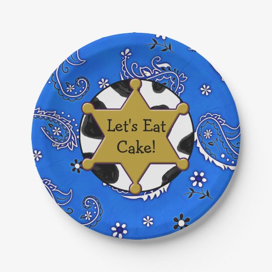 Lasse Cake Sheriff Abzeichen blau Bandanna Teller (Vorderseite)