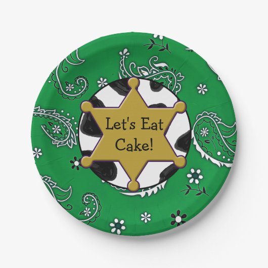 Lasse Cake Sheriff Abzeichen Green Bandanna Teller (Vorderseite)
