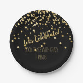 Lasse Celebrate Black Gold Confetti Party Pappteller (Vorderseite)