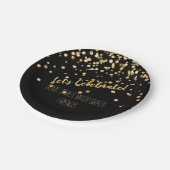 Lasse Celebrate Black Gold Confetti Party Pappteller (Schrägansicht)