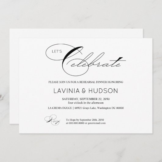 Lasse Celebrate Elegant Calligraphy Einladung (Vorne/Hinten)