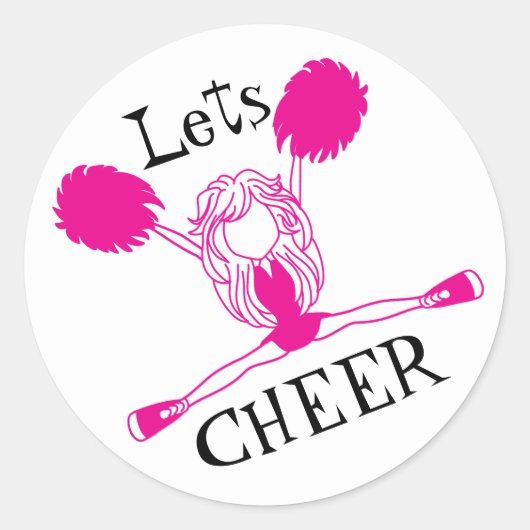 Lasse Cheer Pink Cheerleader Runder Aufkleber (Vorderseite)