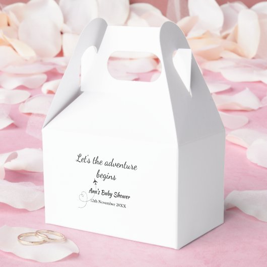 lasse das Abenteuer beginnt Babydusche hinzufügen Geschenkschachtel (Hochzeit)