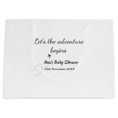 lasse das Abenteuer beginnt Babydusche hinzufügen  Große Geschenktüte (Vorderseite)