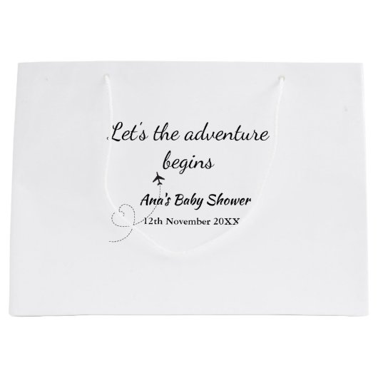 lasse das Abenteuer beginnt Babydusche hinzufügen Große Geschenktüte (Vorderseite)