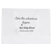 lasse das Abenteuer beginnt Babydusche hinzufügen Große Geschenktüte (Rückseite)