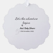 lasse das Abenteuer beginnt Babydusche hinzufügen Ornament Karte (Rückseite)