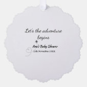 lasse das Abenteuer beginnt Babydusche hinzufügen Ornament Karte (Vorderseite)