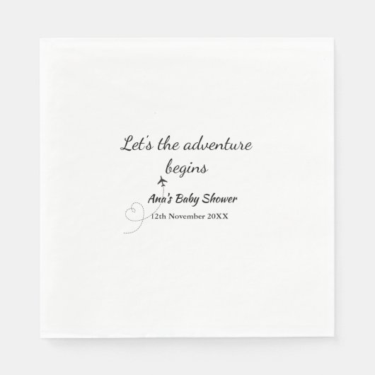 lasse das Abenteuer beginnt Babydusche hinzufügen Serviette (Vorderseite)