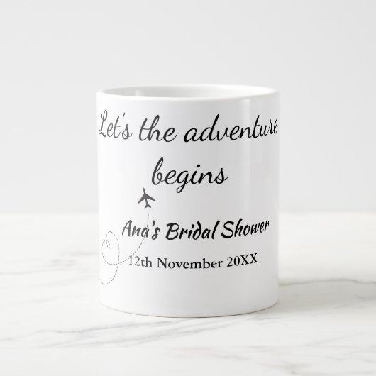 lasse das Abenteuer beginnt Brautparty hinzufügen  Jumbo-Tasse (Vorderseite)