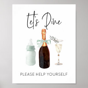Lasse Dine Sign für Baby Shower Green Sip & See Poster