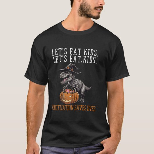 Lasse Eat Kids Dinosaur Zombie Trick Leckerei Dino T-Shirt (Vorderseite)