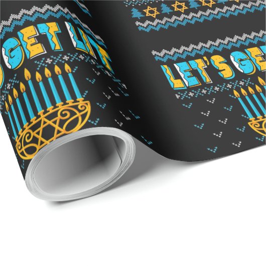 Lasse erhalten Lit Menorah Hanukkah Funny Christma Geschenkpapier (Rolleneckpunkt)