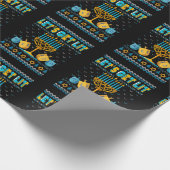 Lasse erhalten Lit Menorah Hanukkah Funny Christma Geschenkpapier (Ecke)