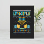 Lasse erhalten Lit Menorah Hanukkah Funny Christma Save The Date (Stehend Vorderseite)