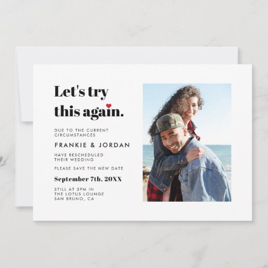 Lasse erneut versuchen, diese Hochzeit ändern das  Einladung (Vorderseite)