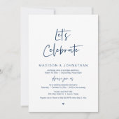 Lasse feiern, Navy Blue, Hochzeitsfeier Party Einladung (Vorderseite)