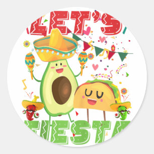 Lasse Fiesta Avocado und Tacos Cinco de Mayo Mexic Runder Aufkleber