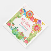 Lasse Fiesta Baby Shower Watercolor Cactus Floral Serviette (Ecke)