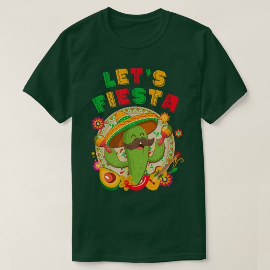 Lasse Fiesta Cinco de Mayo mit Gitarrenkaktus Somb T-Shirt (Design vorne)