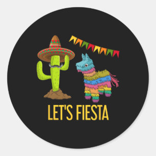 Lasse Fiesta Funny Mexican Party Pinata Cactus Cin Runder Aufkleber