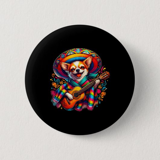 Lasse Fiesta Niedlich Chihuahua Guitar Cinco De Button (Vorderseite)