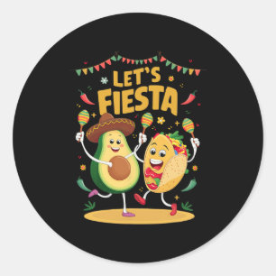 Lasse Fiesta Taco Avocado Funny Cinco De Mayo Mexi Runder Aufkleber