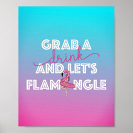 Lasse Flamingle Pool Party Bar Ombre Signage Poster
