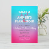 Lasse Flamingle Summer Pool Party 40. Geburtstag Einladung (Stehend Vorderseite)