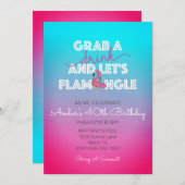 Lasse Flamingle Summer Pool Party 40. Geburtstag Einladung (Vorne/Hinten)