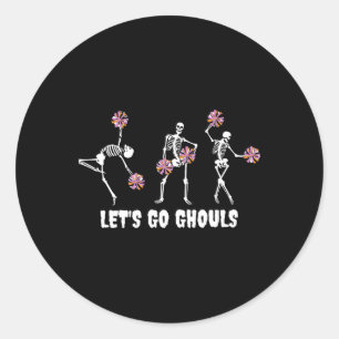 Lasse Go Ghouls Skeleton Cheerleader Halloween Che Runder Aufkleber