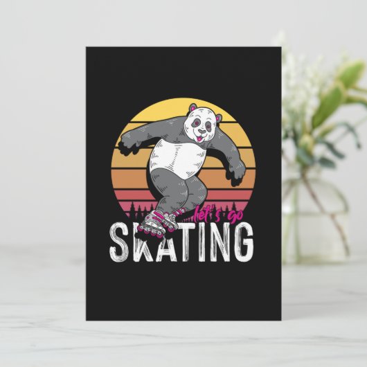 Lasse Go Skaten Panda Inline Skater Rollerblading Einladung (Stehend Vorderseite)
