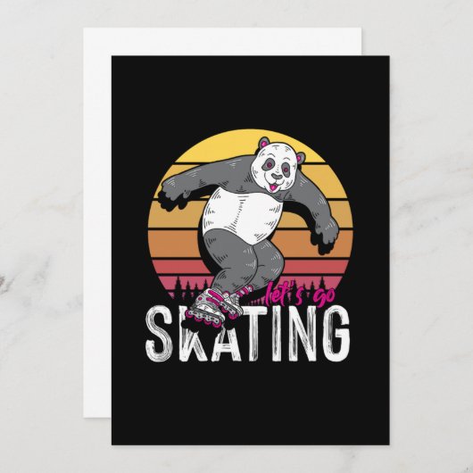 Lasse Go Skaten Panda Inline Skater Rollerblading Einladung (Vorne/Hinten)