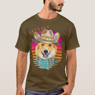 Lasse komischer Hipster walisischer Corgi mit Cowb T-Shirt
