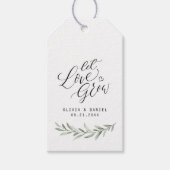 lasse Liebe wachsen" Kalligrafie rustikale Vegetat Geschenkanhänger (Vorderseite)