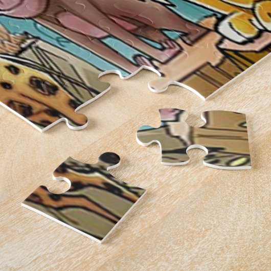 Lasse mit Geschenkboxen ins Zoo-Puzzle gehen Puzzle (Seite)